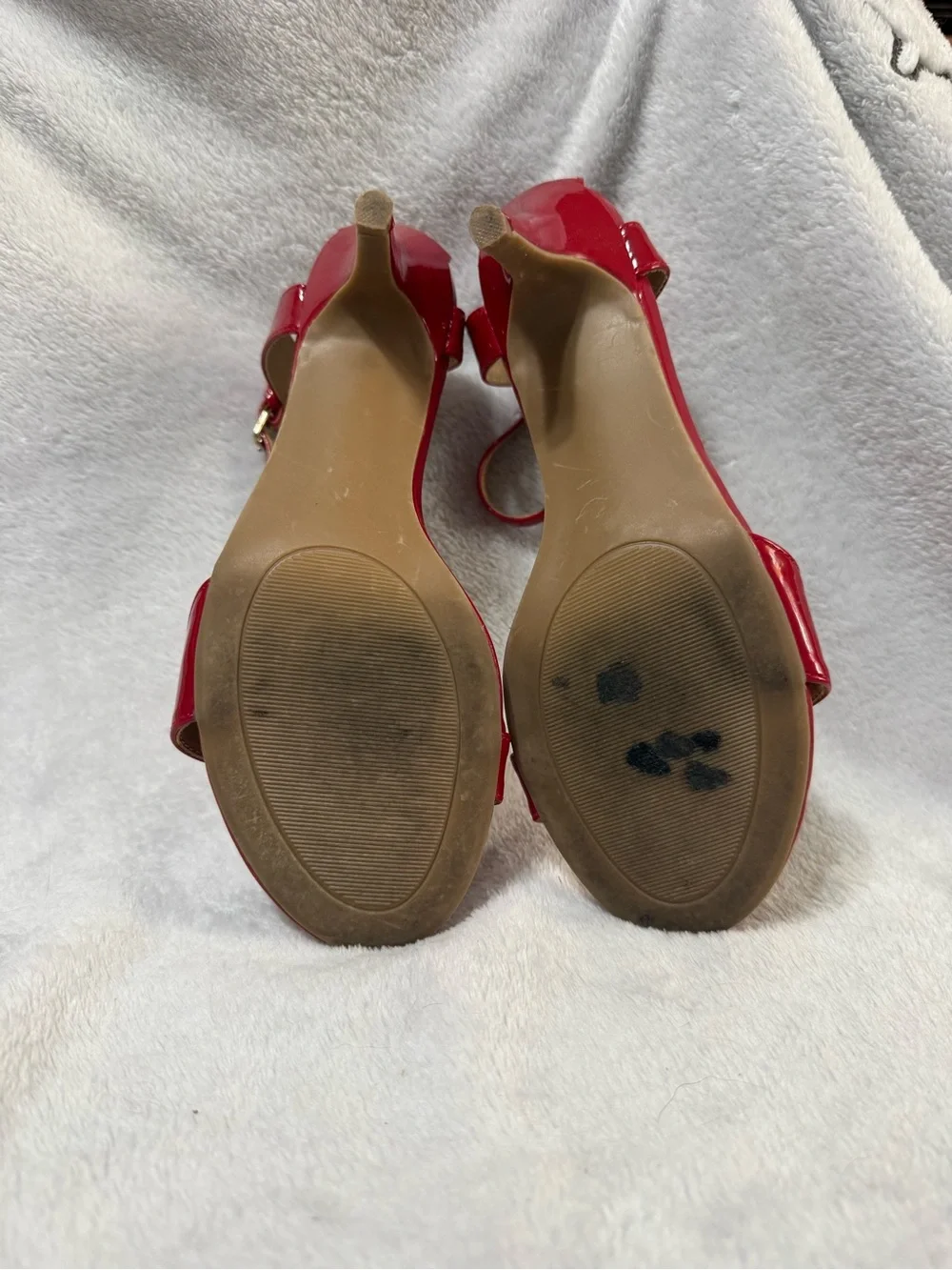 new directions Red Patent Ankle-Strap Heels